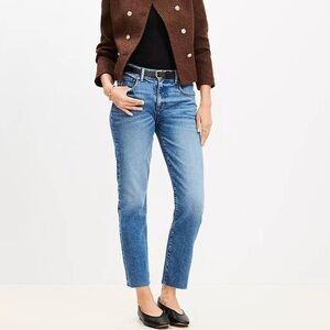 LOFT The Skinny Crop Raw Hem Medium Wash Skinny Jeans